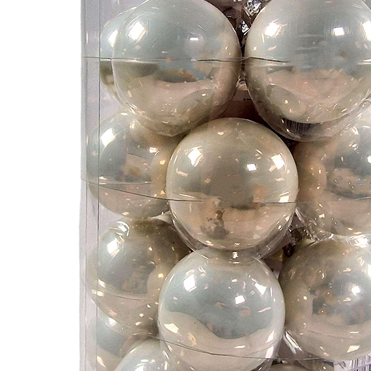 Pallina Natale Vetro cm.Ø4 Bianco Perla Set pz.36 |Silani