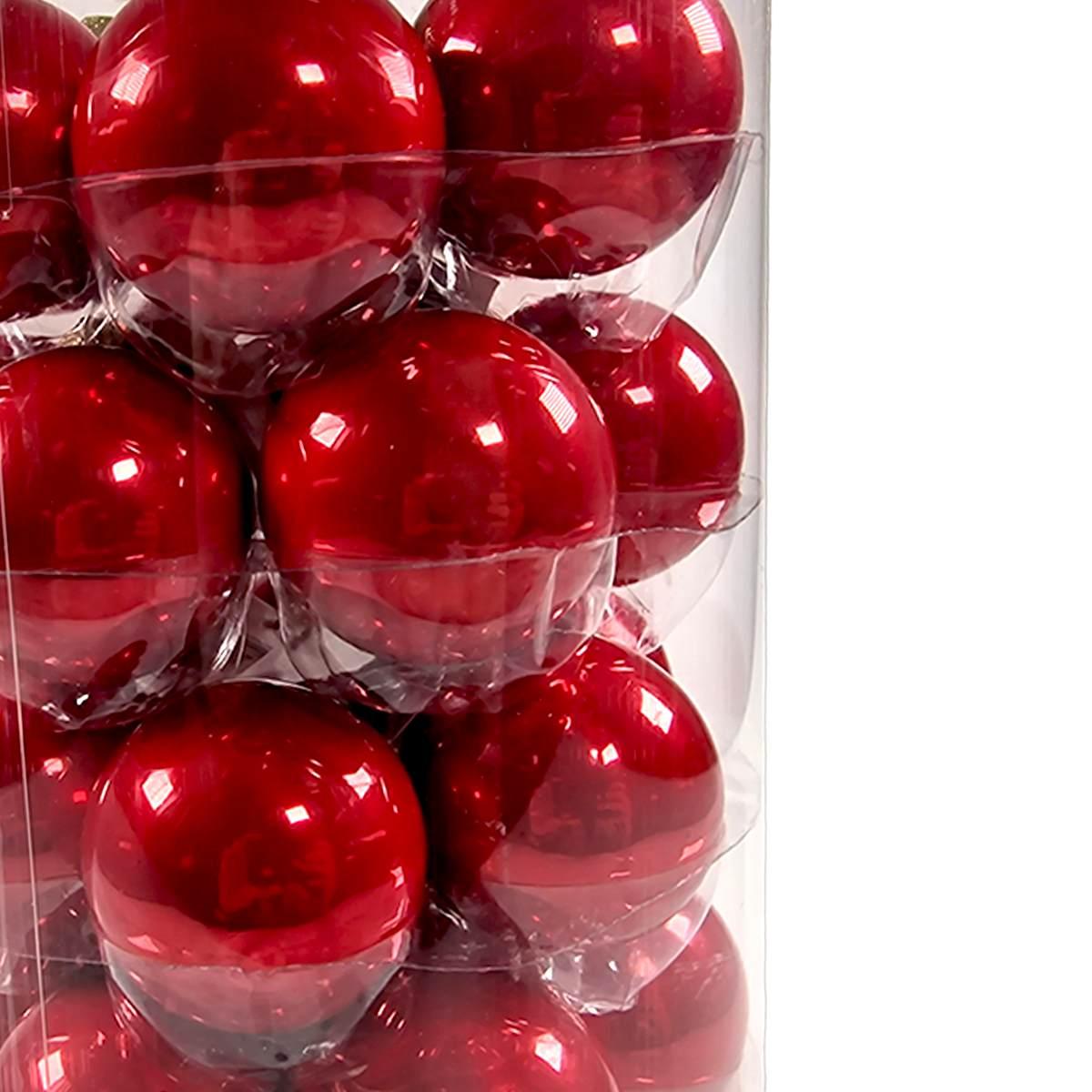 Pallina Natale Vetro cm.Ø4 Rosso Porpora Set pz.36 |Silani