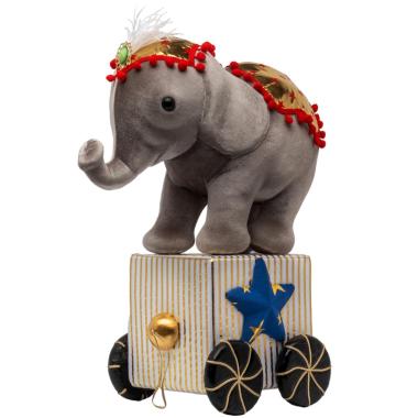 Elefante Circo Con Base Ruote cm.40x24x55 |Silani