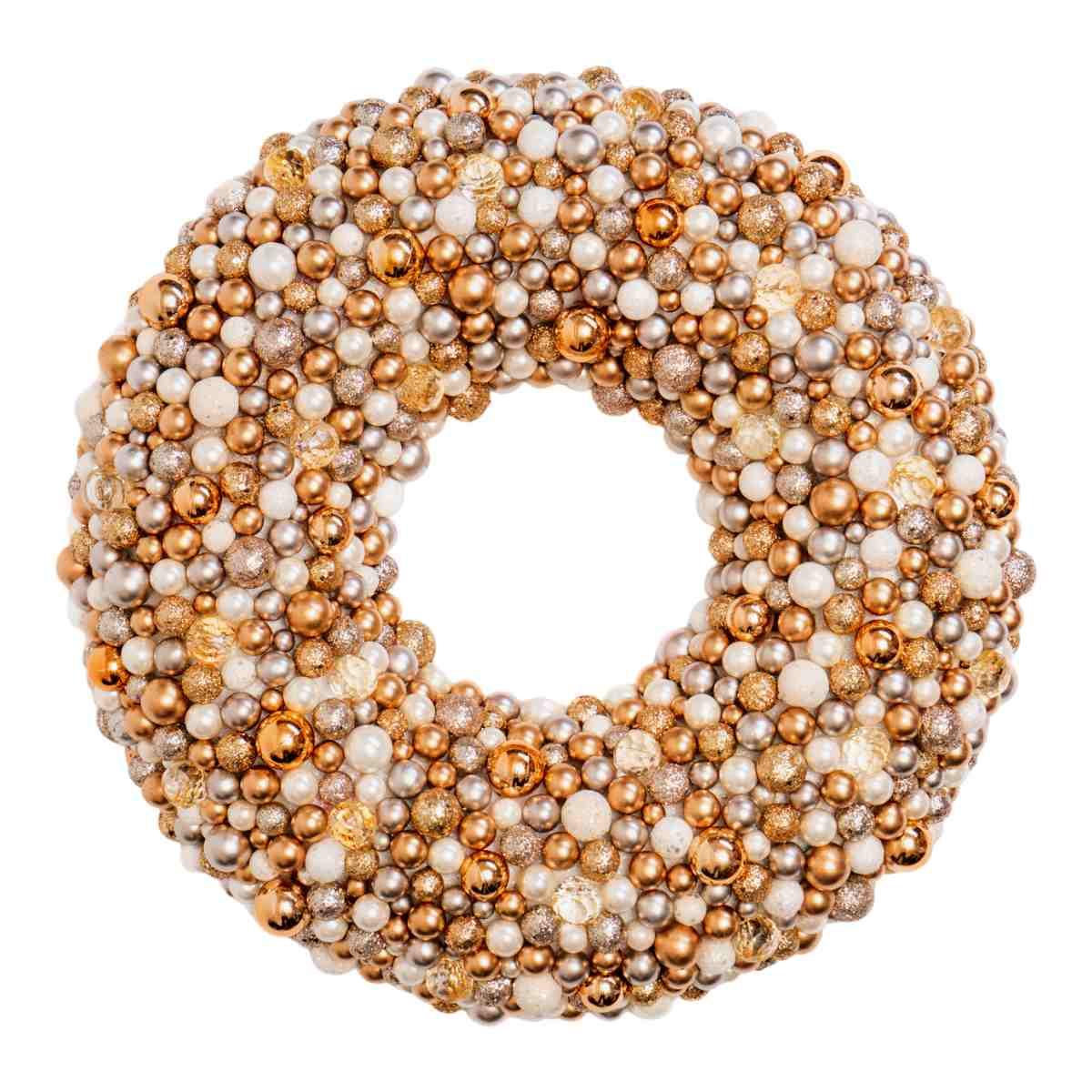 Ghirlanda cm.Ø33 Perle Mini Ball Oro Bianco |Silani