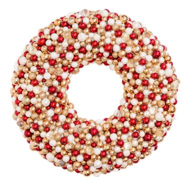 Ghirlanda cm.Ø50 Perle Mini Ball Rosso/Oro |Silani