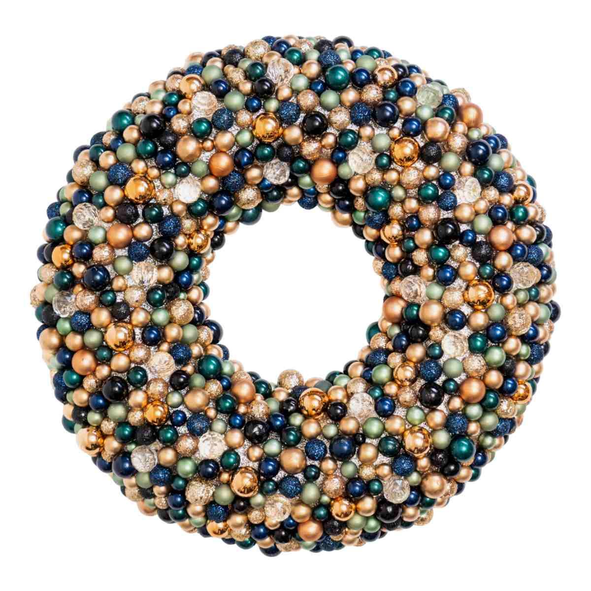Ghirlanda cm.Ø50 Perle Mini Ball Verde/Oro |Silani
