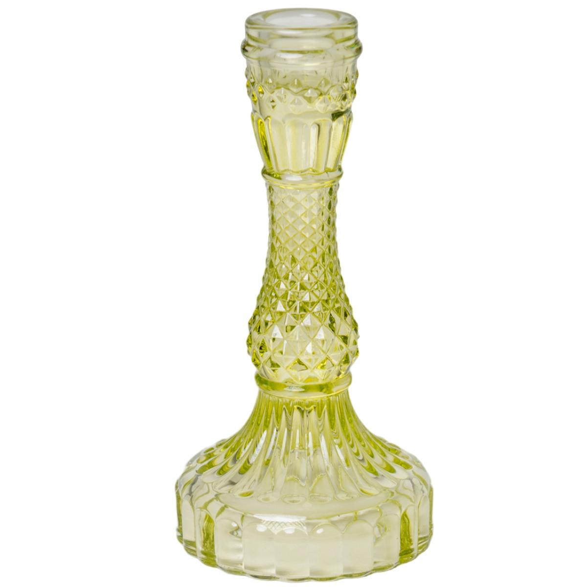 Portacandela 1 Posto Vetro Kristal Verde cm.Ø9x16 |Silani