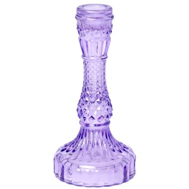 Portacandela 1 Posto Vetro Kristal Viola cm.Ø9x16 |Silani