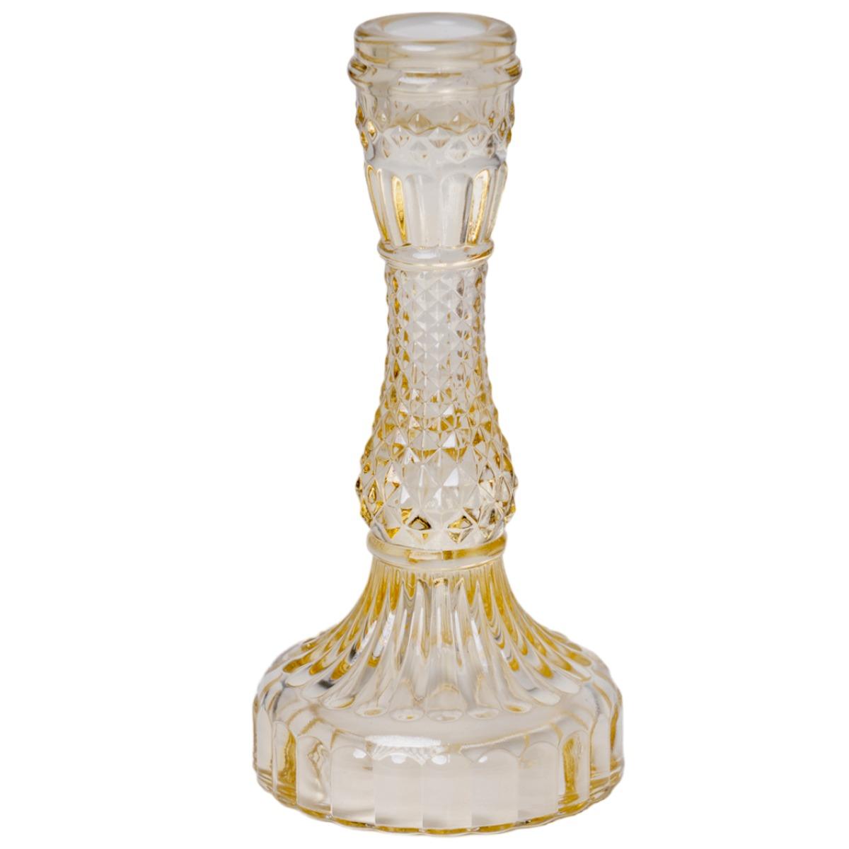 Portacandela 1 PostoVetro Kristal Ambra cm.Ø9x16 |Silani