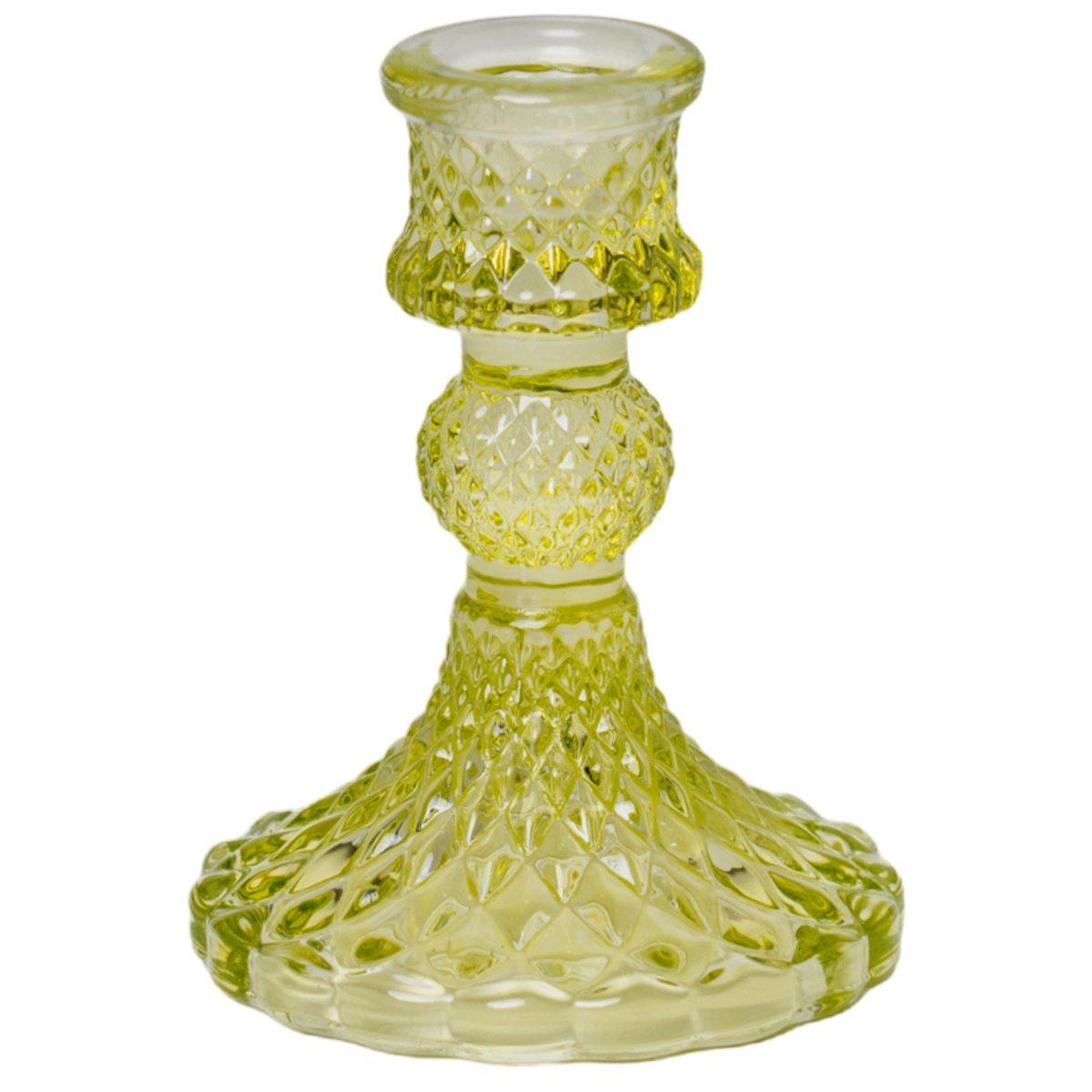 Portacandela 1 Posto Vetro Kristal Verde cm.Ø8x10 |Silani