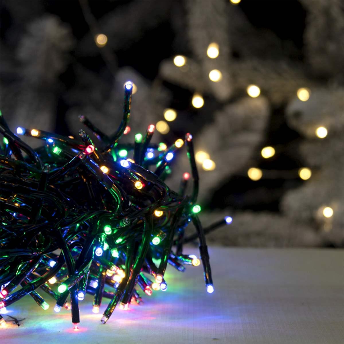 Luci Natale esterno LED 384 Cluster Multicolor Prolungabile mt.13 |Silani