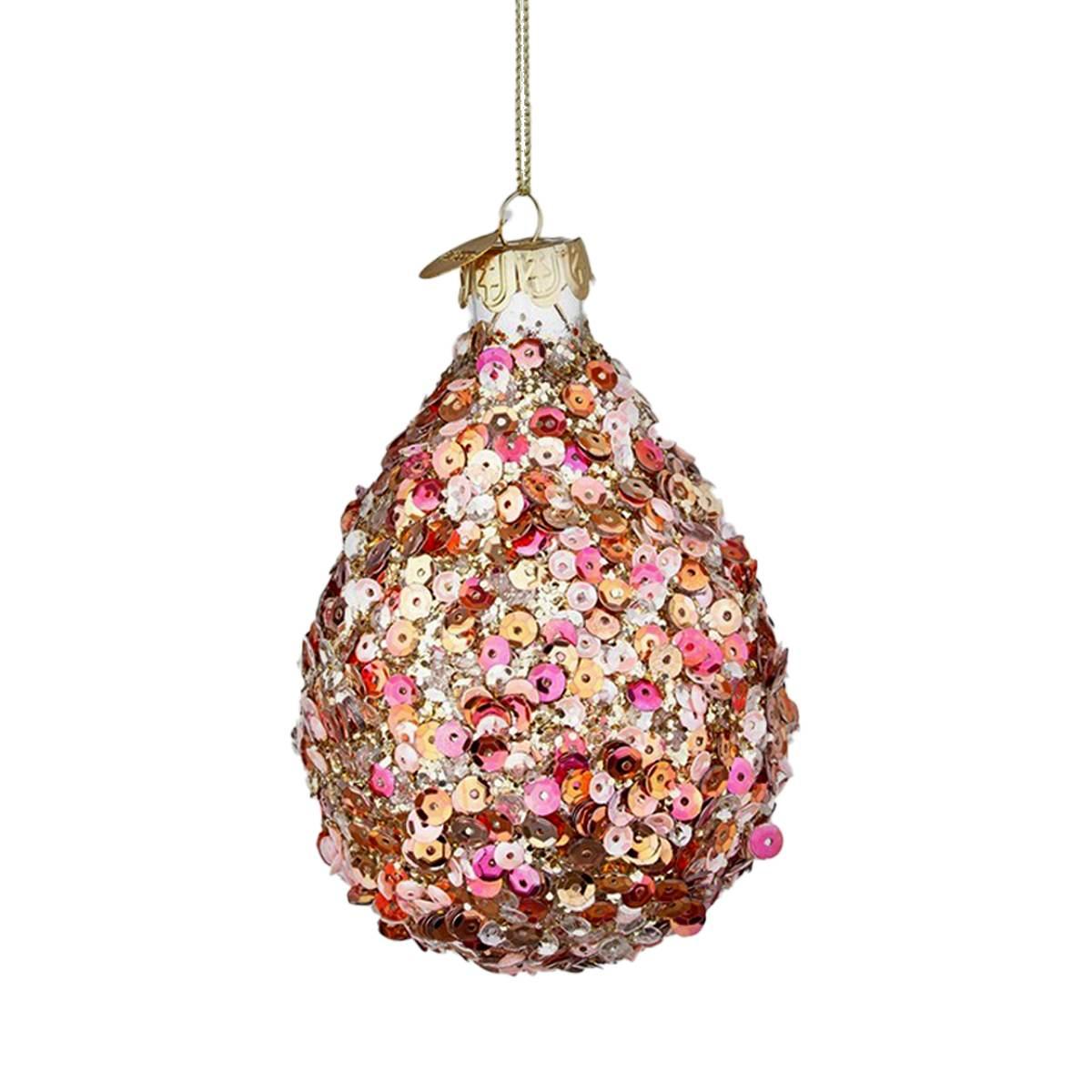 Pallina Natale Vetro cm.13 Goccia Rosa Reflect |Bizzotto