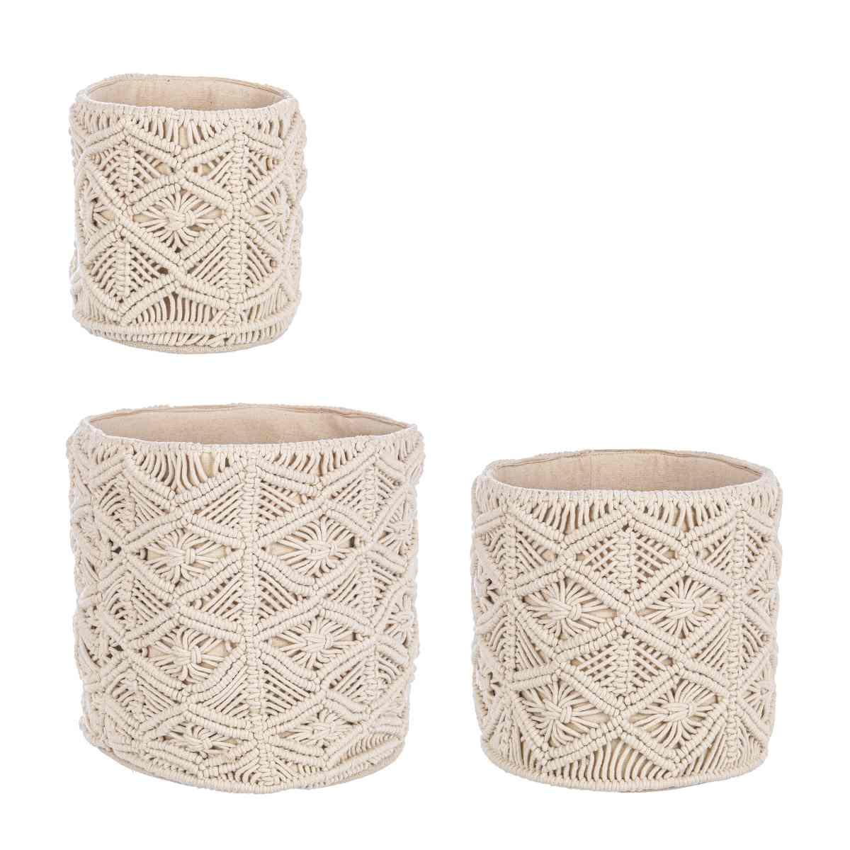 Cesto Macrame Avorio cm.Ø30x30 | Bizzotto