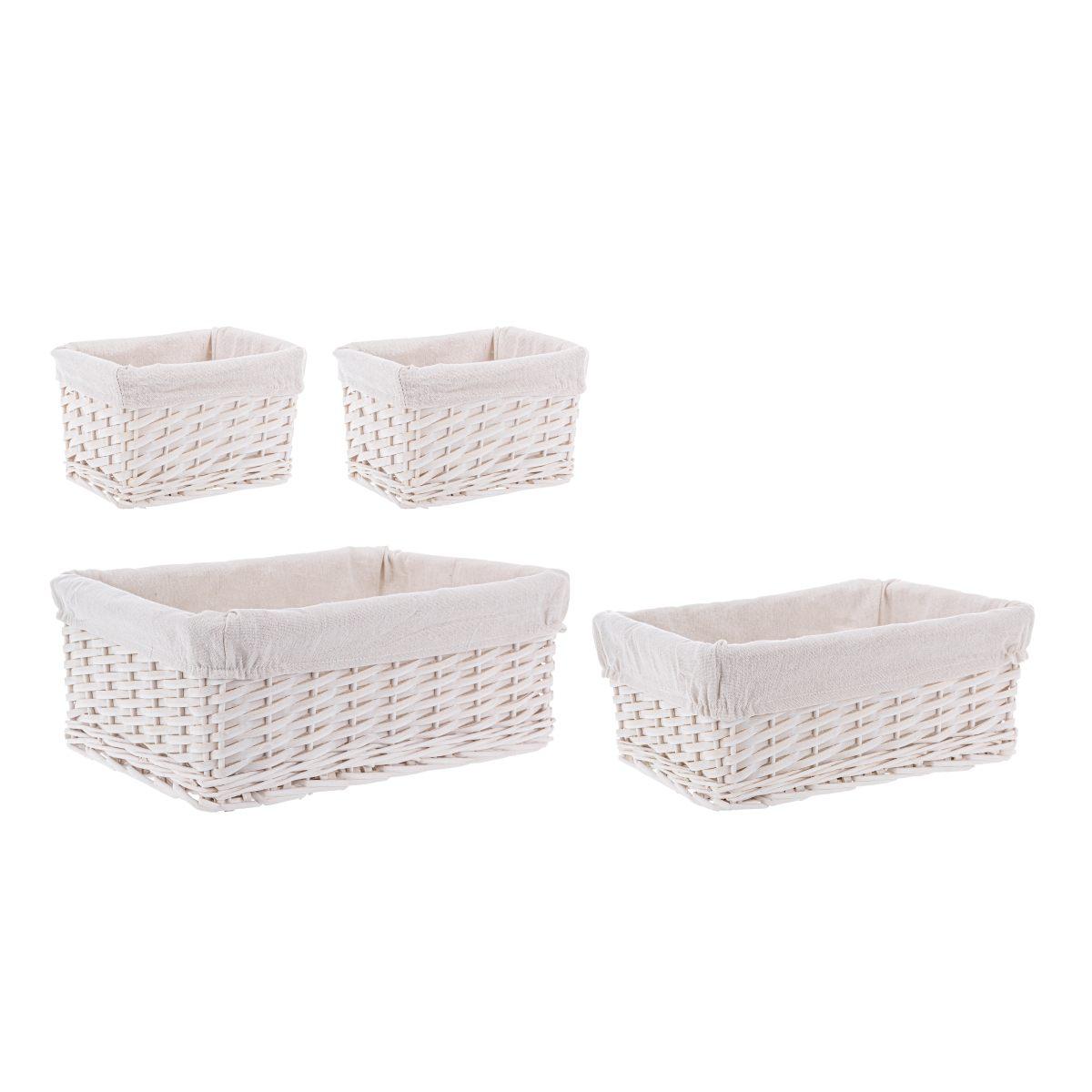 Cesto Vimini Bianco con Fodera cm.40x30x16 | Bizzotto