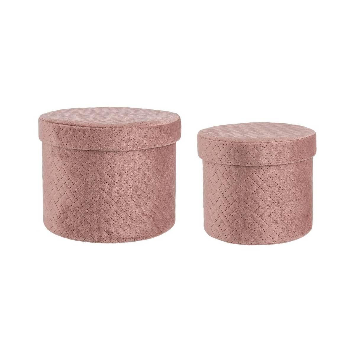 Scatola Cartone Velluto Rosa con Coperchio cm.Ø22xh16 |Bizzotto