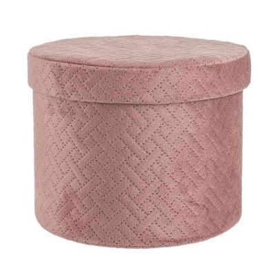 Scatola Cartone Velluto Rosa con Coperchio cm.Ø22xh16 |Bizzotto