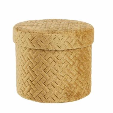Scatola Cartone Velluto Giallo Ocra con Coperchio cm.Ø8xh14 |Bizzotto