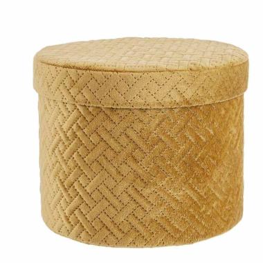 Scatola Cartone Velluto Giallo Ocra con Coperchio cm.Ø22xh16 |Bizzotto