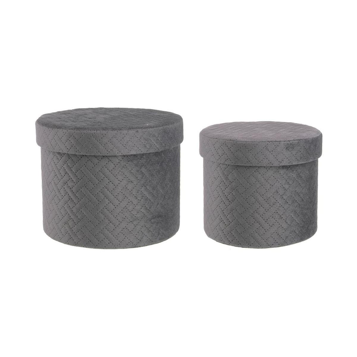Scatola Cartone Velluto Grigio con Coperchio cm.Ø22xh16 |Bizzotto