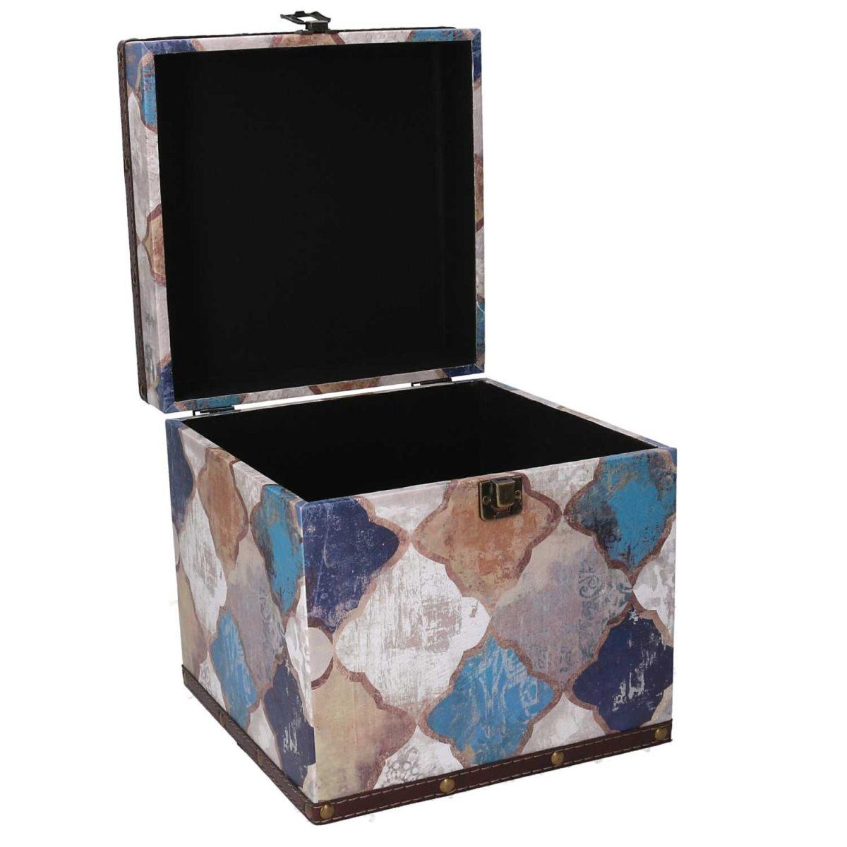 Baule Legno Quadrato Decoro Marocco cm.24xh24 | Vacchetti
