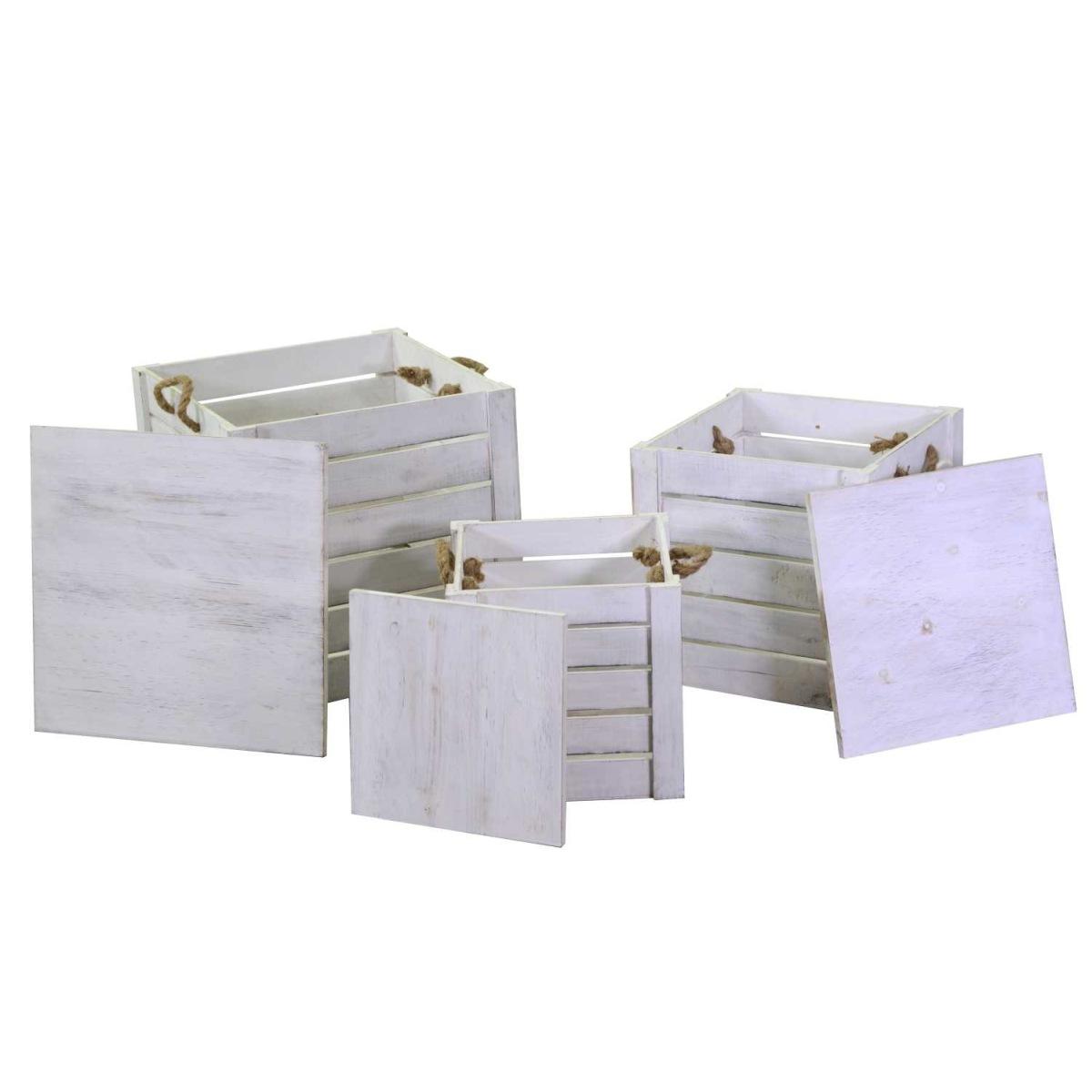 Scatola Portaoggetti Legno Bianca con Coperchio cm.42x42xh43,5 | Vacchetti