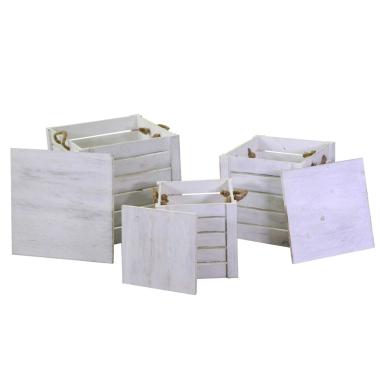 Scatola Portaoggetti Legno Bianca con Coperchio cm.35x35xh36,5 | Vacchetti