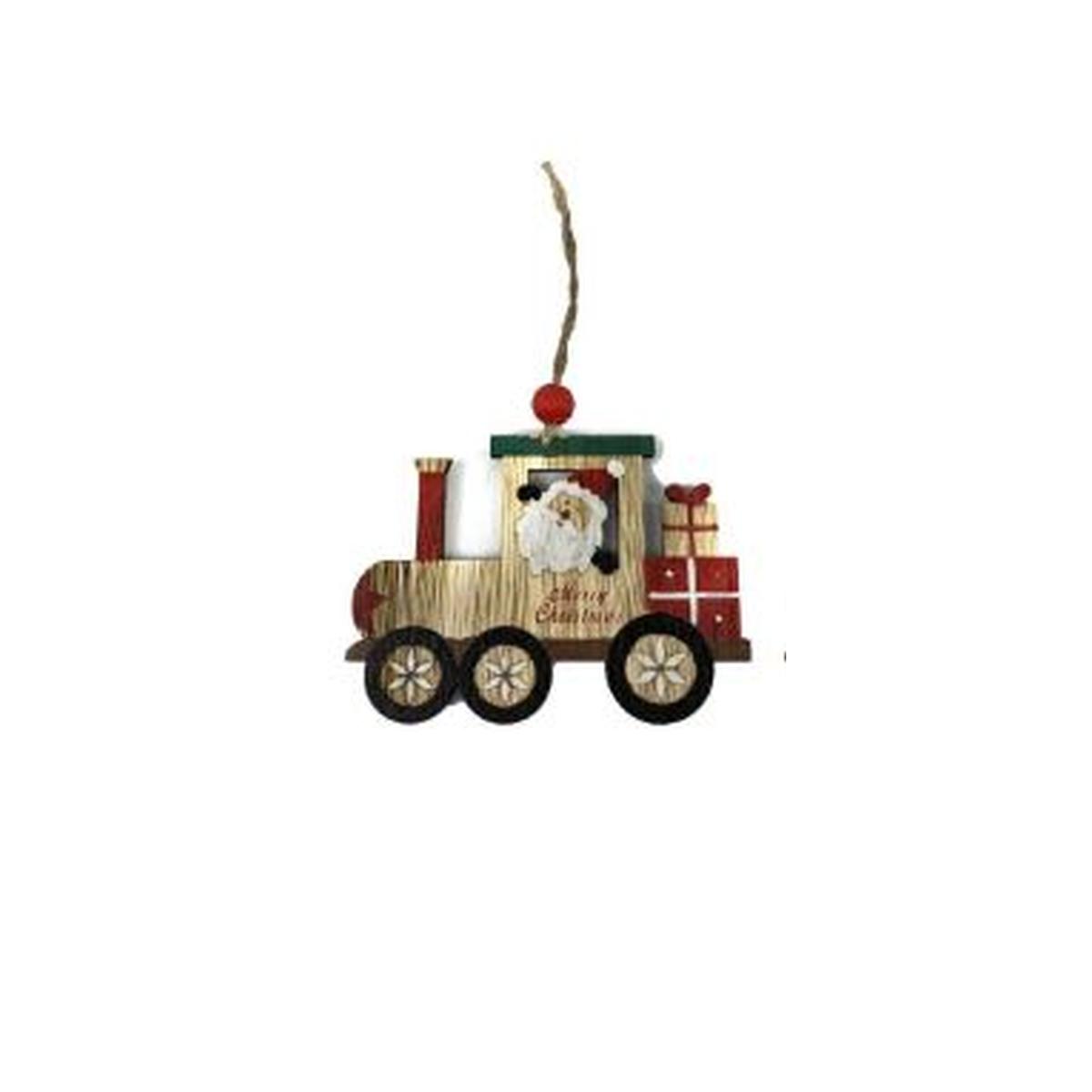 Trenino Legno con Babbo Natale cm.12x21,5
