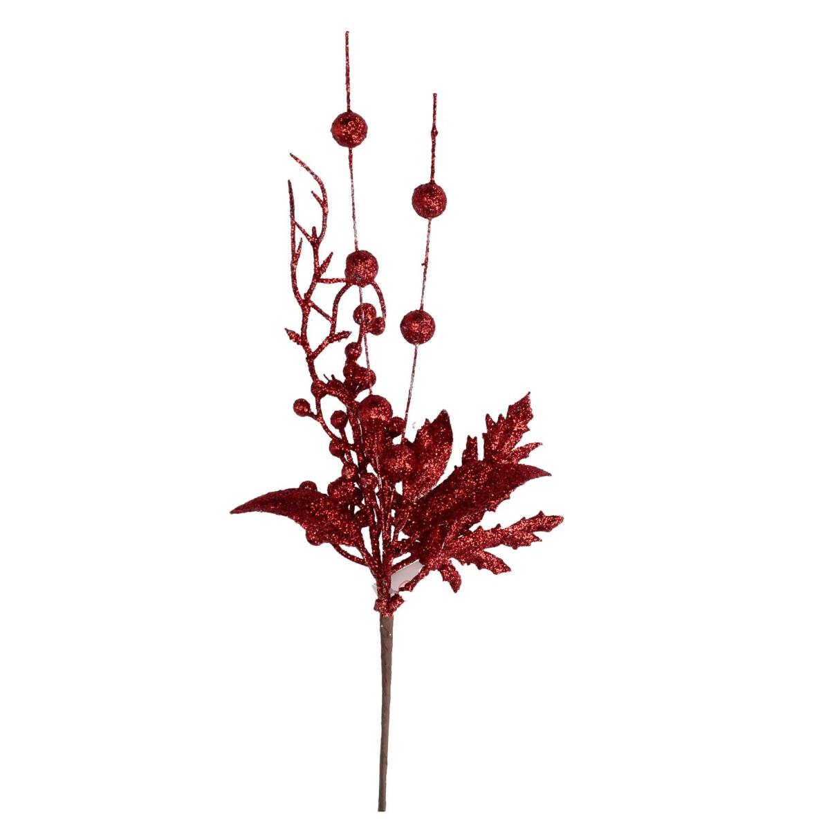 Fiore Natale Rosso Pick con Bacche cm.33 |Vacchetti