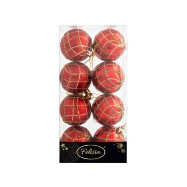Pallina Natale cm.Ø6 Rosse con Decoro Set pz.8 |Cometa Collections