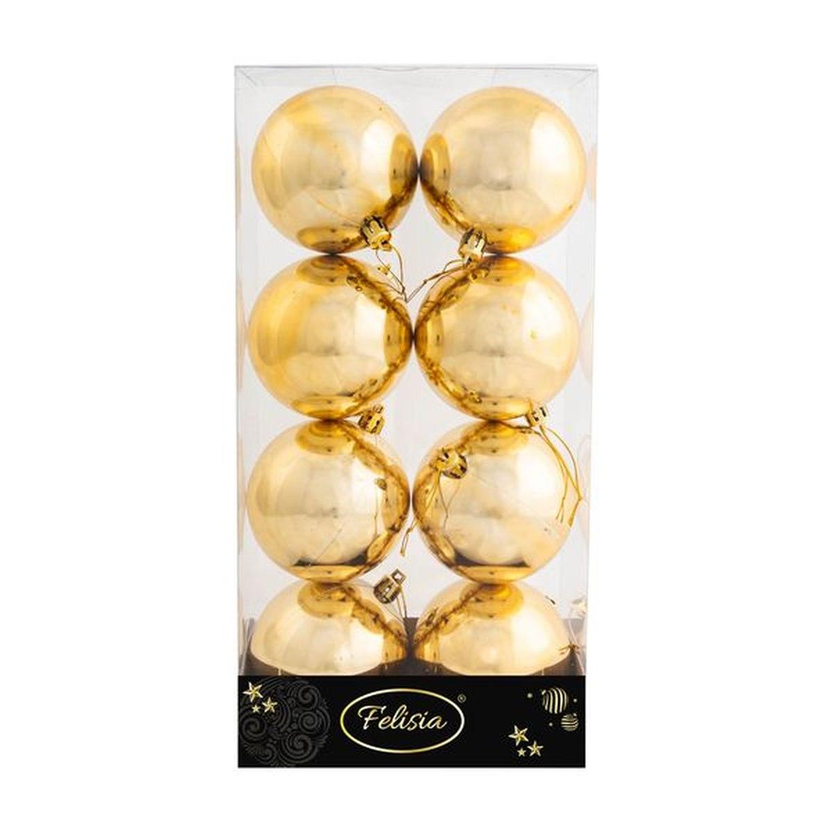 Pallina Natale cm.Ø8 Oro Lucido Set pz.8 |Cometa Collections