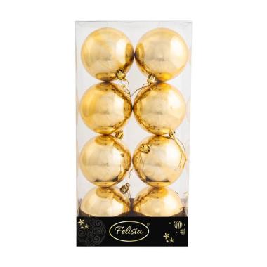 Pallina Natale cm.Ø8 Oro Lucido Set pz.8 |Cometa Collections