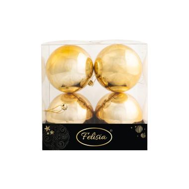 Pallina Natale cm.Ø10 Oro Lucido Set pz.4 |Cometa Collections