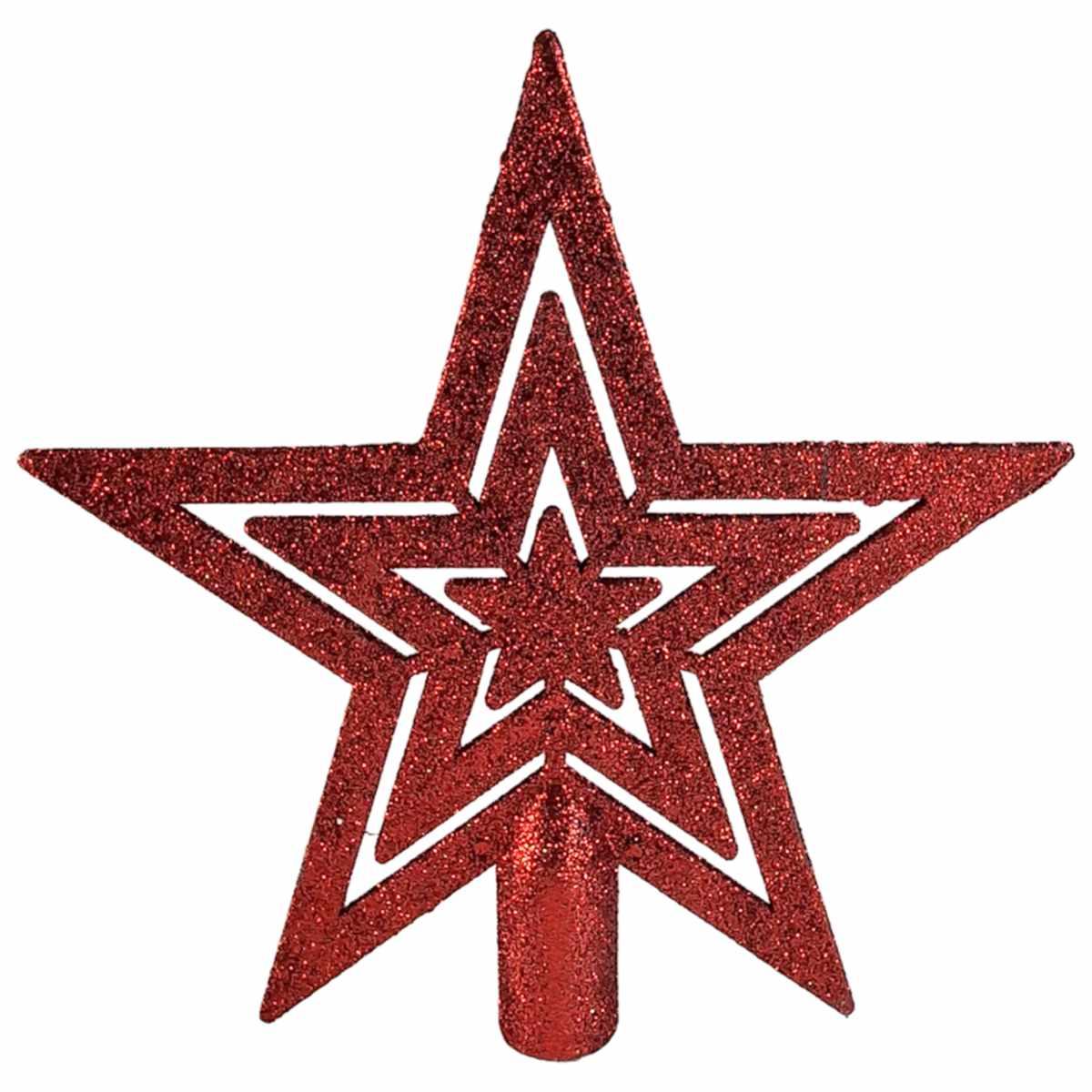 Puntale Albero Natale cm.20 Stella Rosso Glitter |Cometa Collections