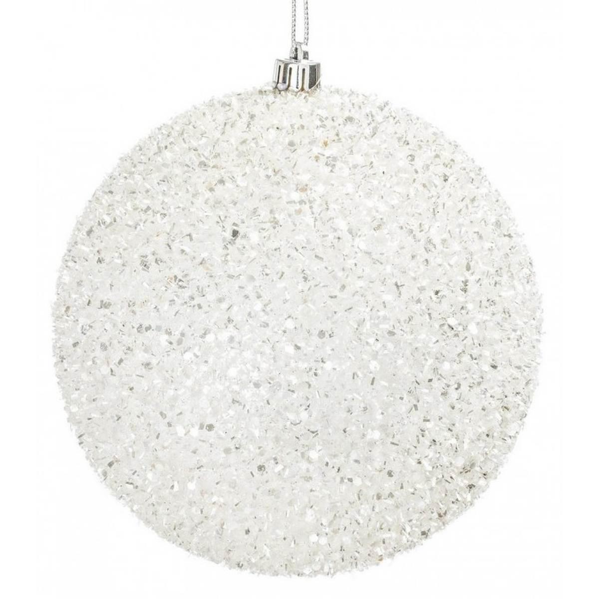 Pallina Natale cm.Ø15 Bianca con Glitter |Bizzotto