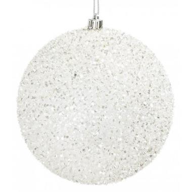 Pallina Natale cm.Ø15 Bianca con Glitter |Bizzotto