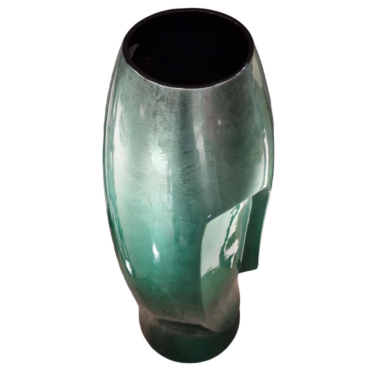 Vaso Ceramica Sculture Verde cm.Ø19x51