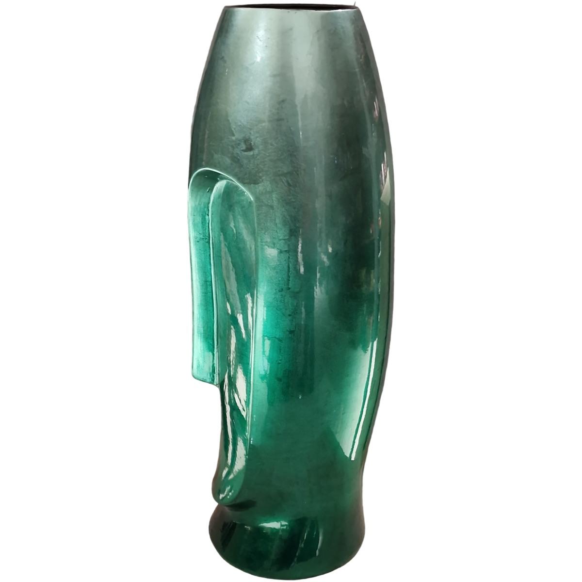 Vaso Ceramica Sculture Verde cm.Ø19x51