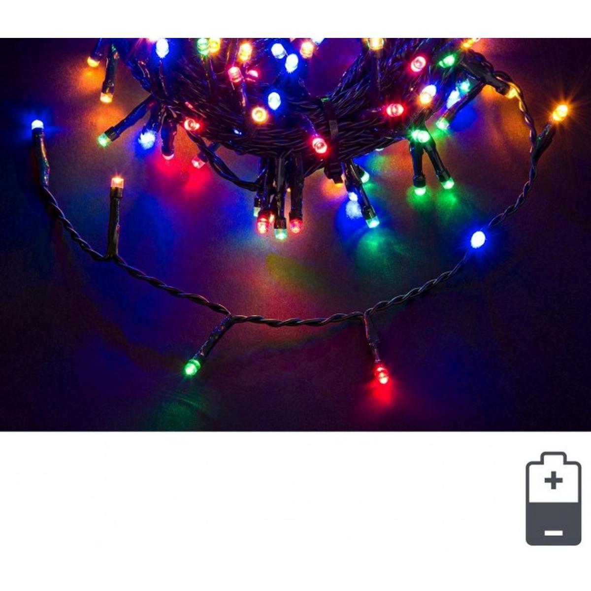 Luci Natale Esterno Batteria LED 96 Multicolor mt.5 con Timer |Bizzotto