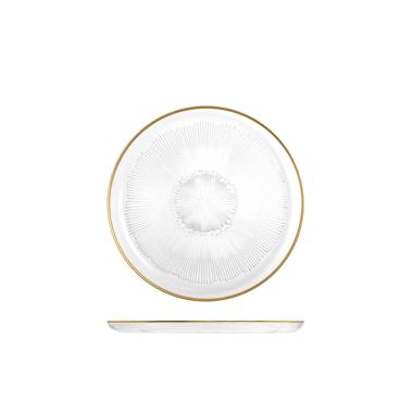 Piatto Tavola Vetro Frutta Treasure Trasparente Bordo Oro cm.Ø21 |H&H