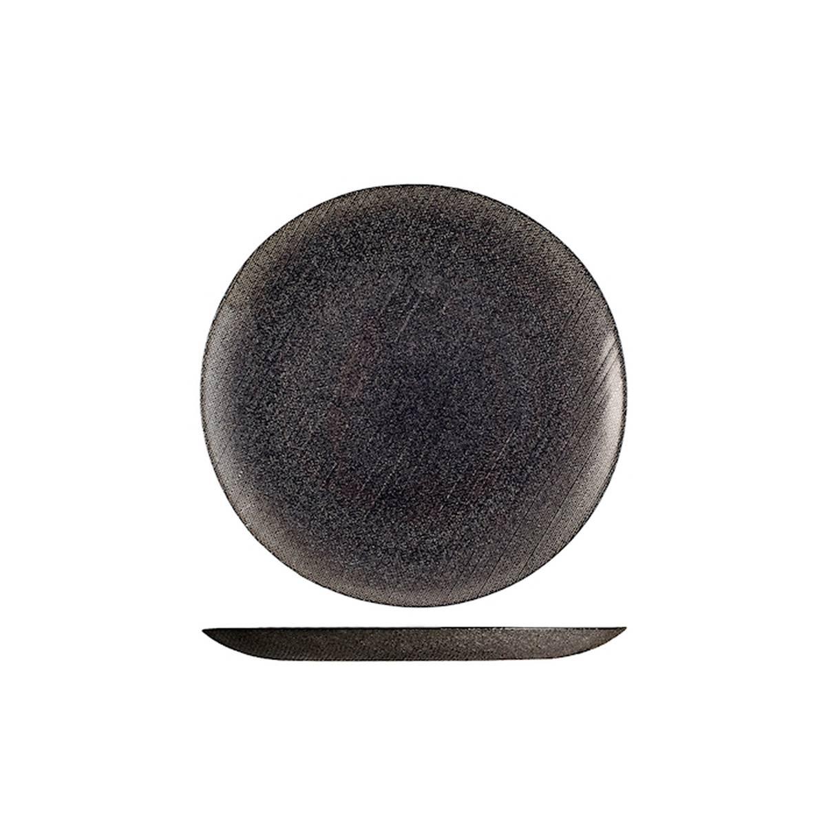 Piatto Tavola Vetro Piano Charme Nero con Glitter cm.Ø32 |H&H