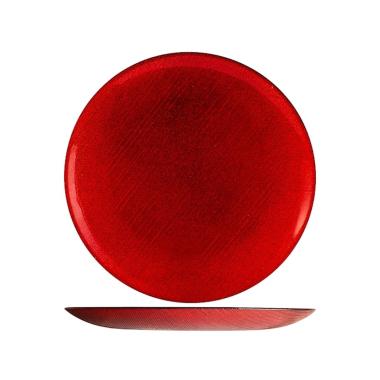 Piatto Tavola Vetro Piano Charme Rosso con Glitter cm.Ø32 |H&H