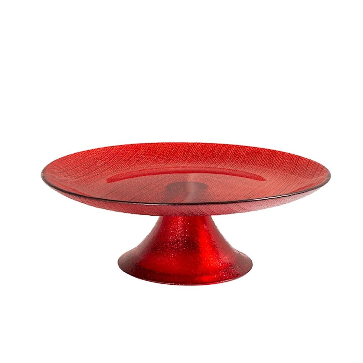 Centrotavola Alzata Vetro Charme Rosso con Glitter cm.Ø21,5 | H&H
