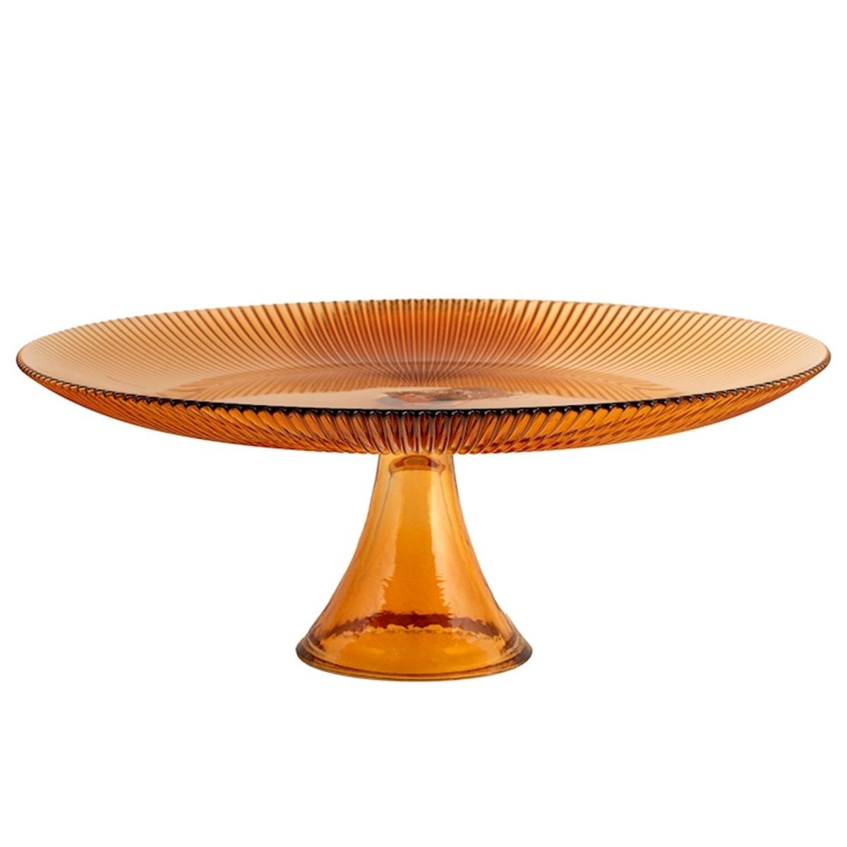 Centrotavola Alzata Vetro Groove Ambra cm.Ø31,5 | H&H