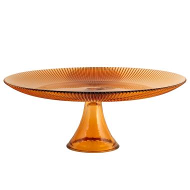 Centrotavola Alzata Vetro Groove Ambra cm.Ø31,5 | H&H