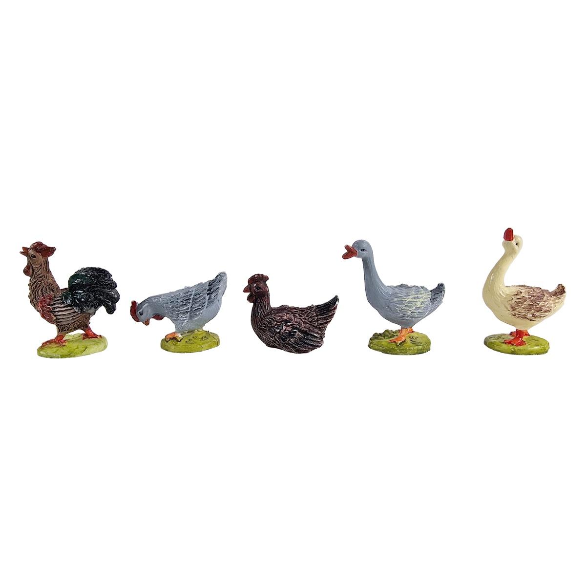 Animali Fattoria Gallo Cigno Papaera Gallina da cm.3 a 5 Set pz.9 | Euromarchi