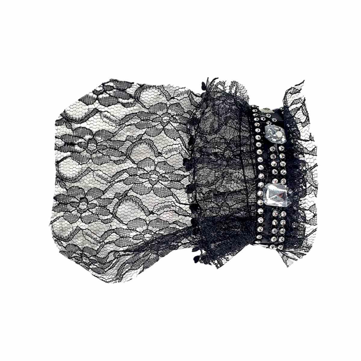 Bracciale Pizzo Merletto Nero Con Strass |Carnival Toys
