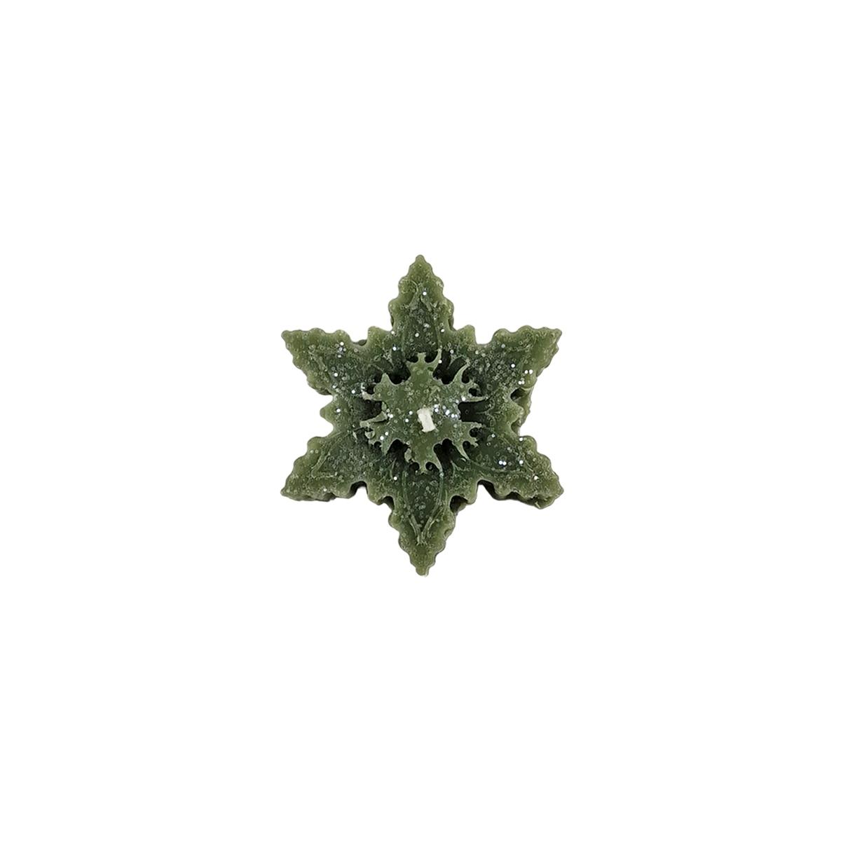 Candela Natale Profumata Fiocco Neve Verde cm.6/7xh2 4 Modelli |Cereria Parma