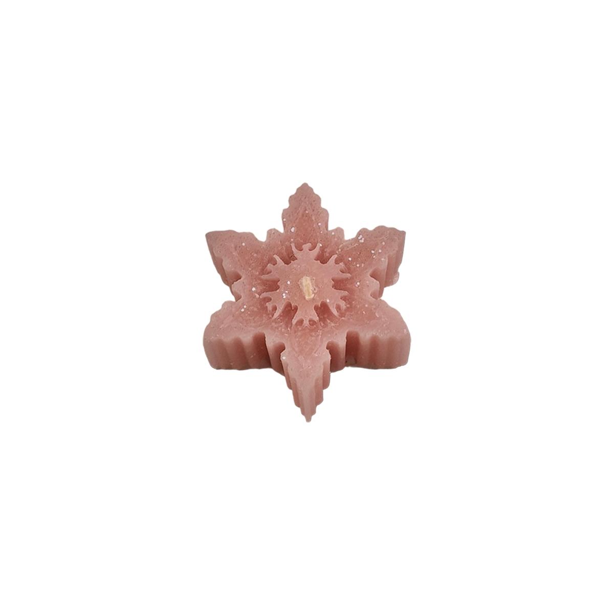 Candela Natale Profumata Fiocco Neve Rosa cm.6/7xh2 4 Modelli |Cereria Parma
