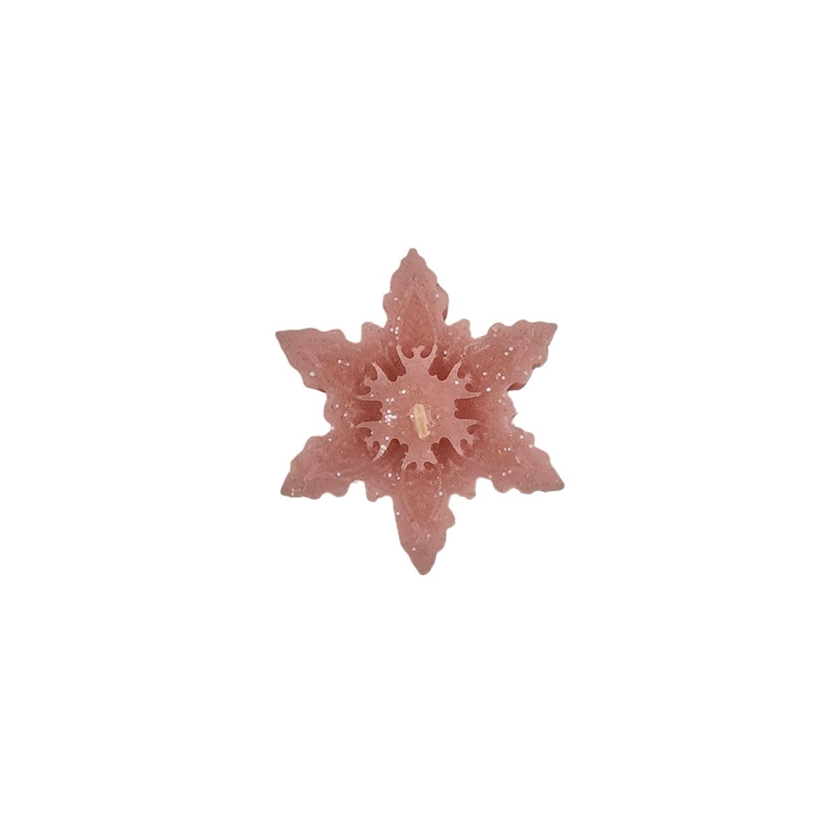 Candela Natale Profumata Fiocco Neve Rosa cm.6/7xh2 4 Modelli |Cereria Parma