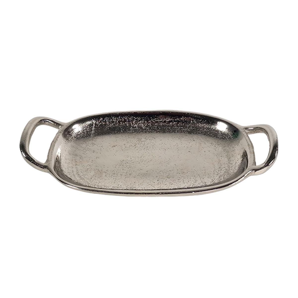 Vassoio Metallo Argento Ovale con Maniglie Set pz.2 | Innova