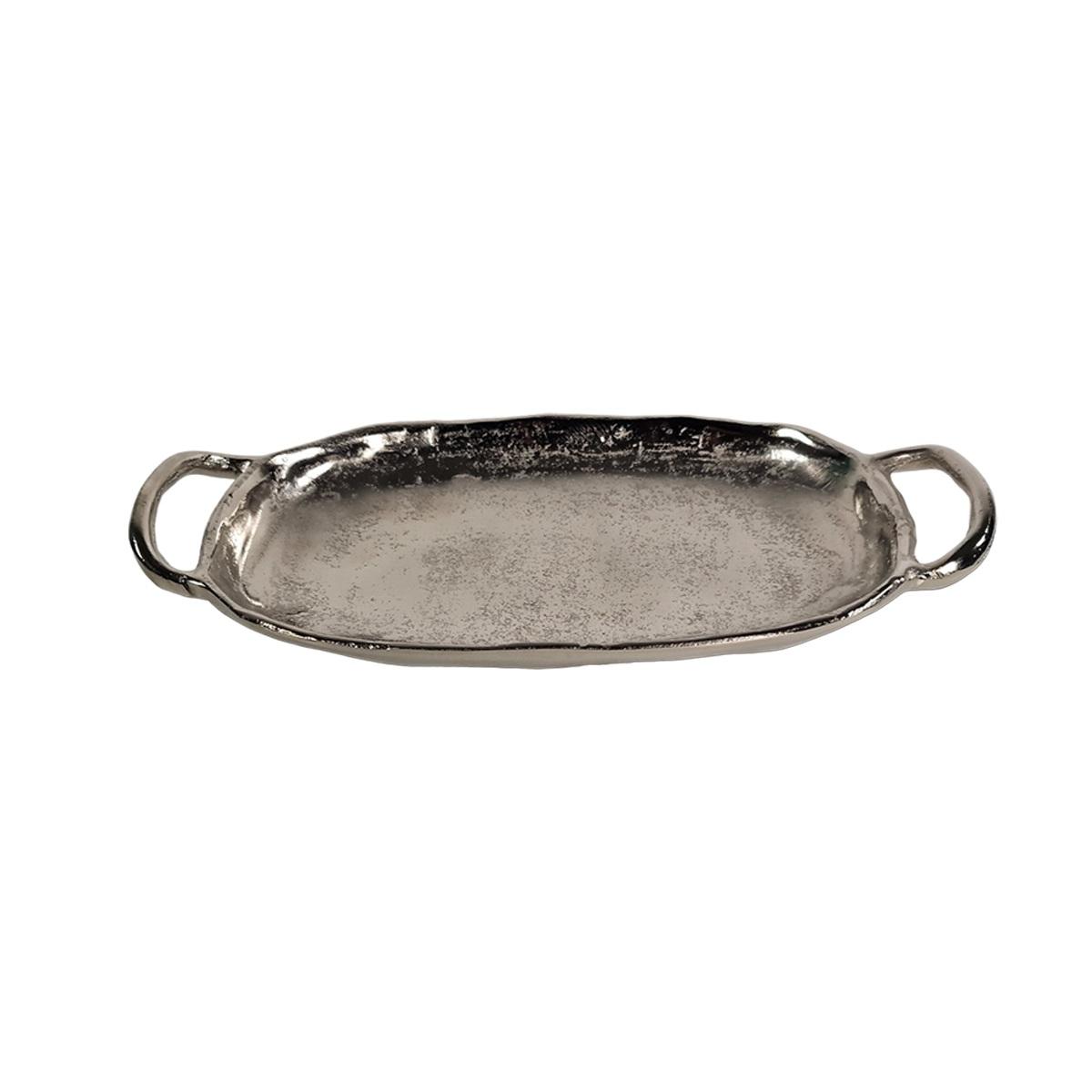Vassoio Metallo Argento Ovale con Maniglie Set pz.2 | Innova