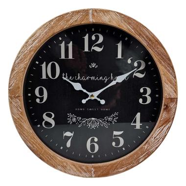 Orologio a Parete cm.Ø30 Legno con Quadrante Nero | Innova