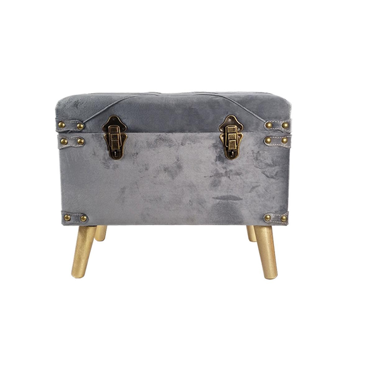 Baule Legno Velluto Grigio con Gambe cm.48x30xh40 | Silani