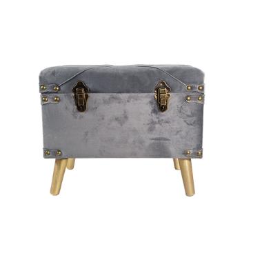 Baule Legno Velluto Grigio con Gambe cm.48x30xh40 | Silani